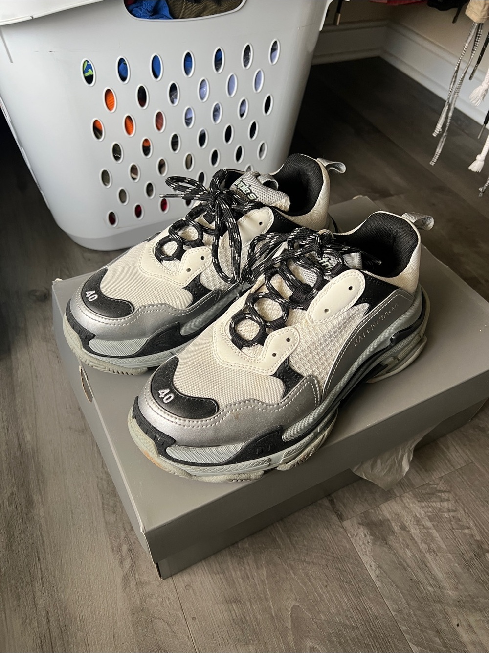 Balenciaga Triple S Sneakers in White, Black, Gray